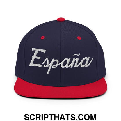 Espana Sports Vintage Script Snapback Hat Navy Red