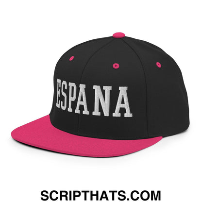 Espana Varsity Letterman Block Snapback Hat Black Neon Pink