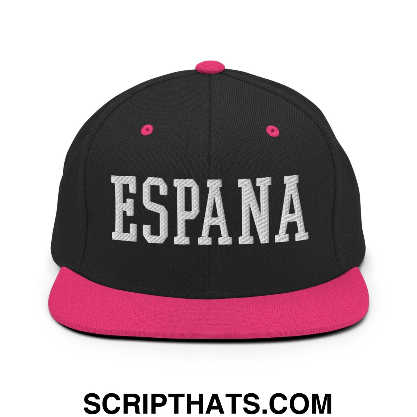Espana Varsity Letterman Block Snapback Hat Black Neon Pink