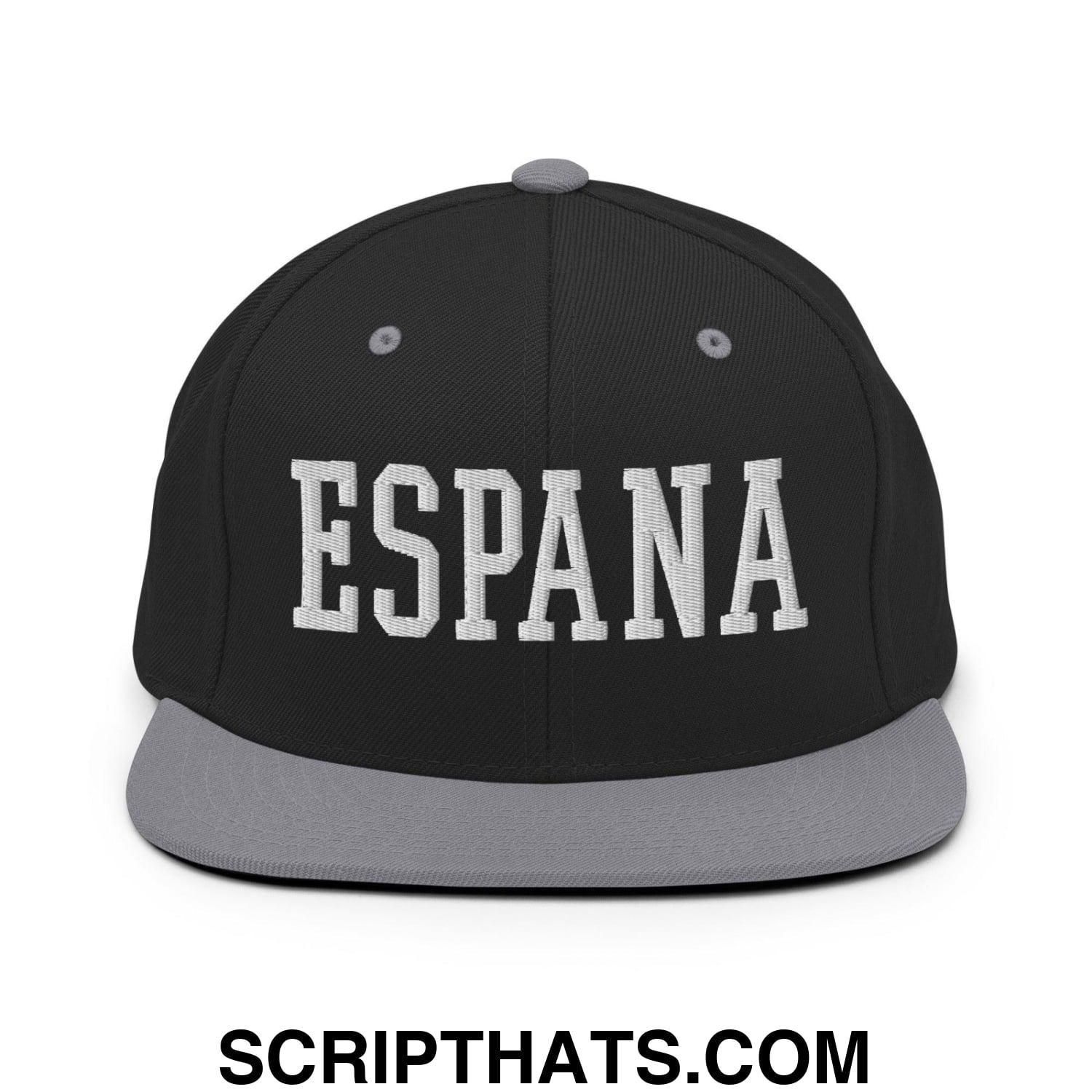 Espana Varsity Letterman Block Snapback Hat Black Silver