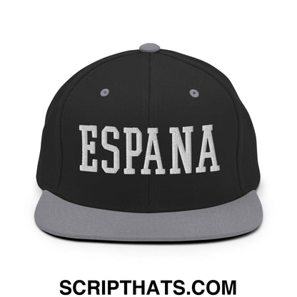Espana Varsity Letterman Block Snapback Hat Black Silver