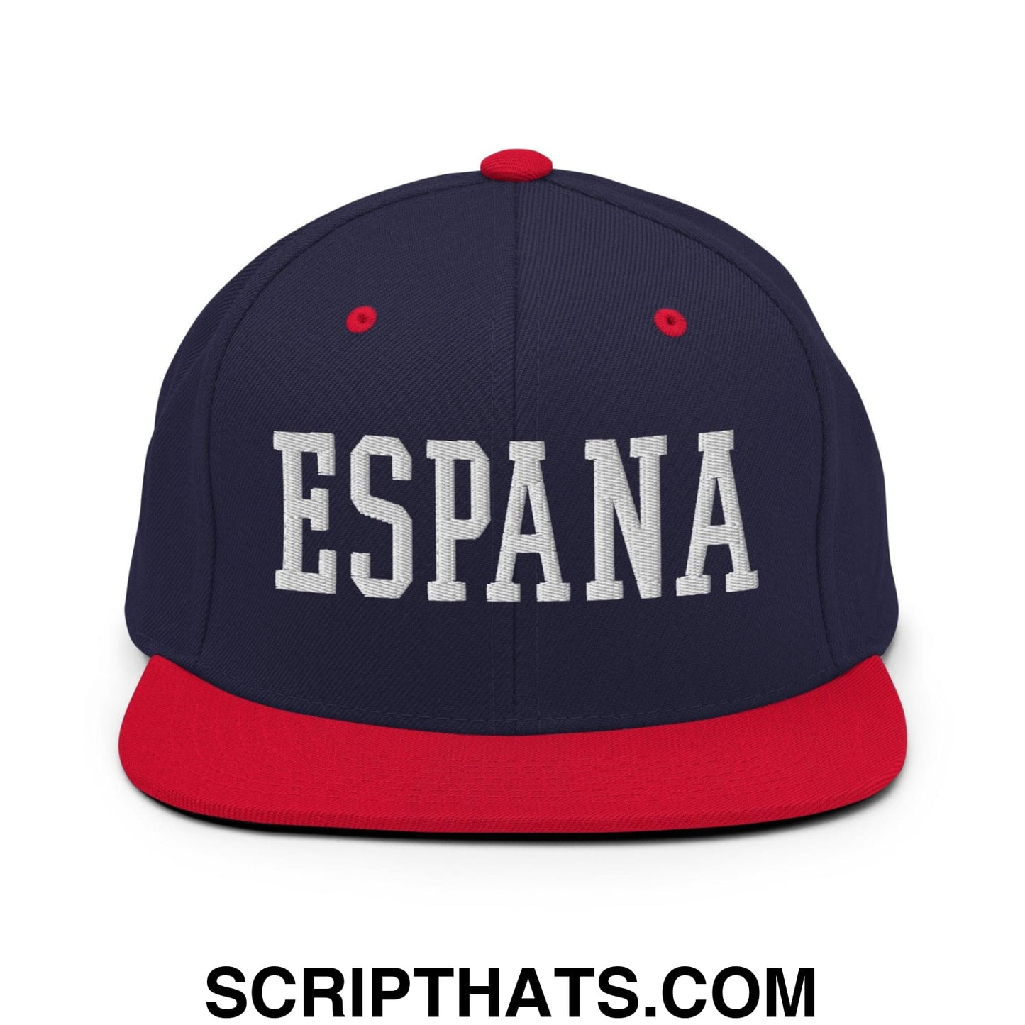 Espana Varsity Letterman Block Snapback Hat Navy Red