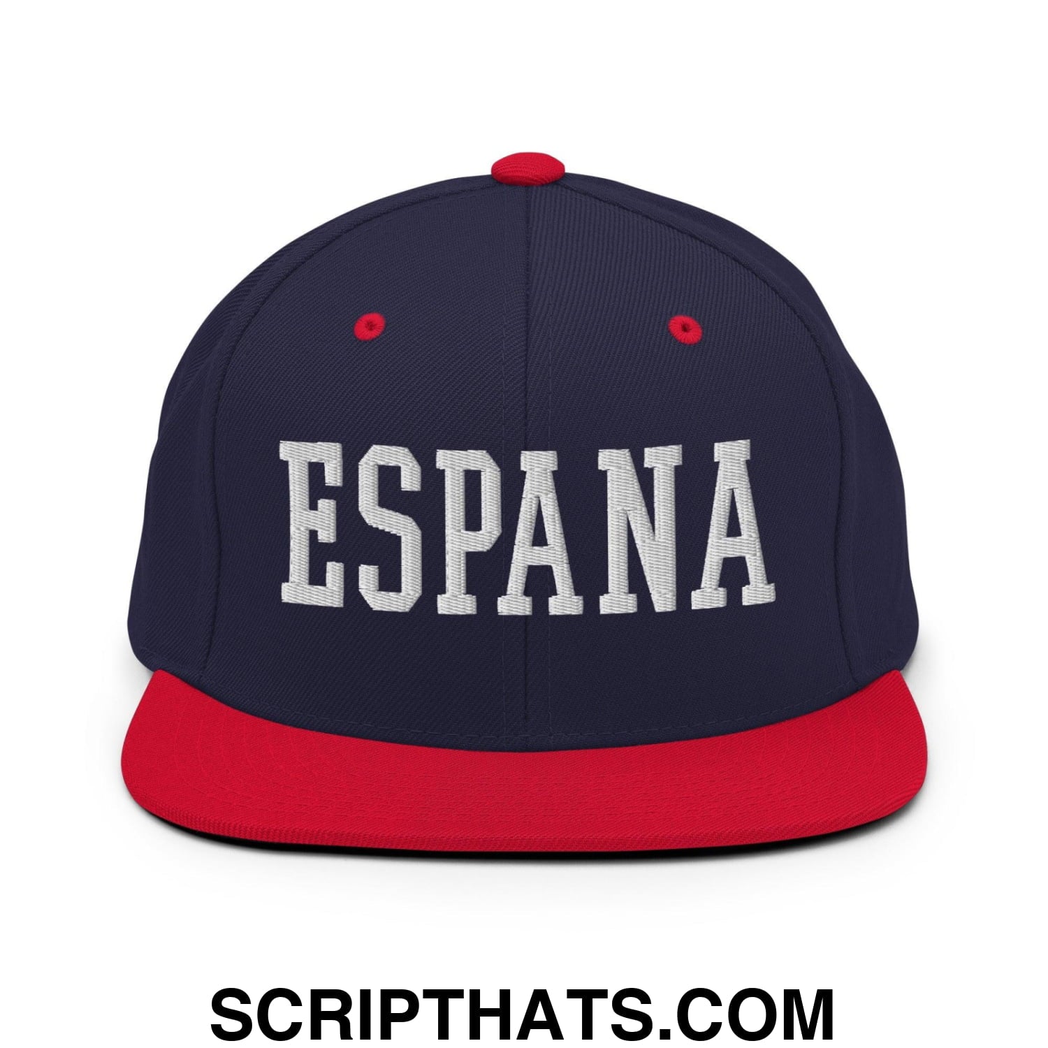 Espana Varsity Letterman Block Snapback Hat Navy Red