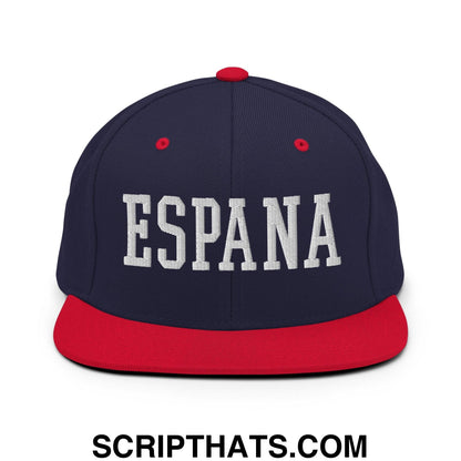 Espana Varsity Letterman Block Snapback Hat Navy Red
