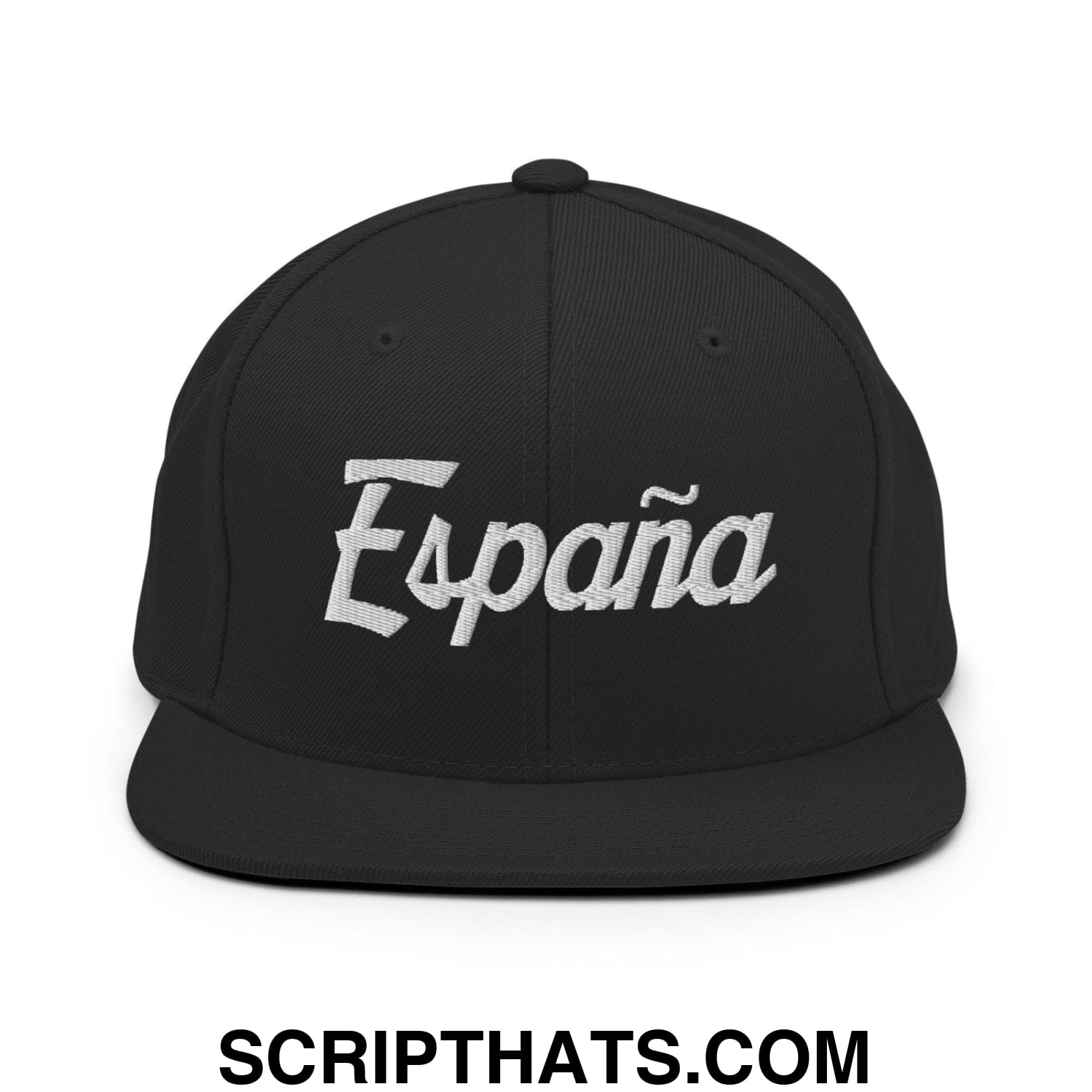 Espana Vintage Sports Script Snapback Hat Black