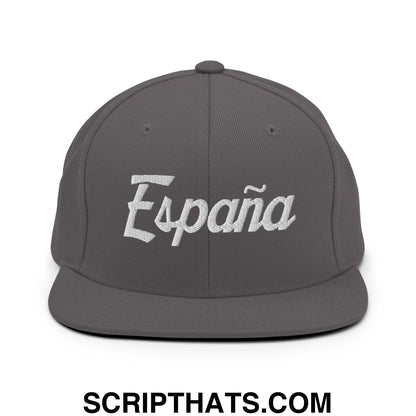 Espana Vintage Sports Script Snapback Hat Dark Grey