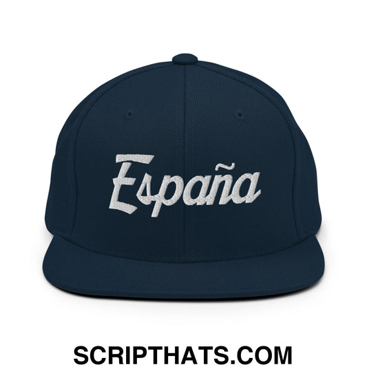 Espana Vintage Sports Script Snapback Hat Dark Navy