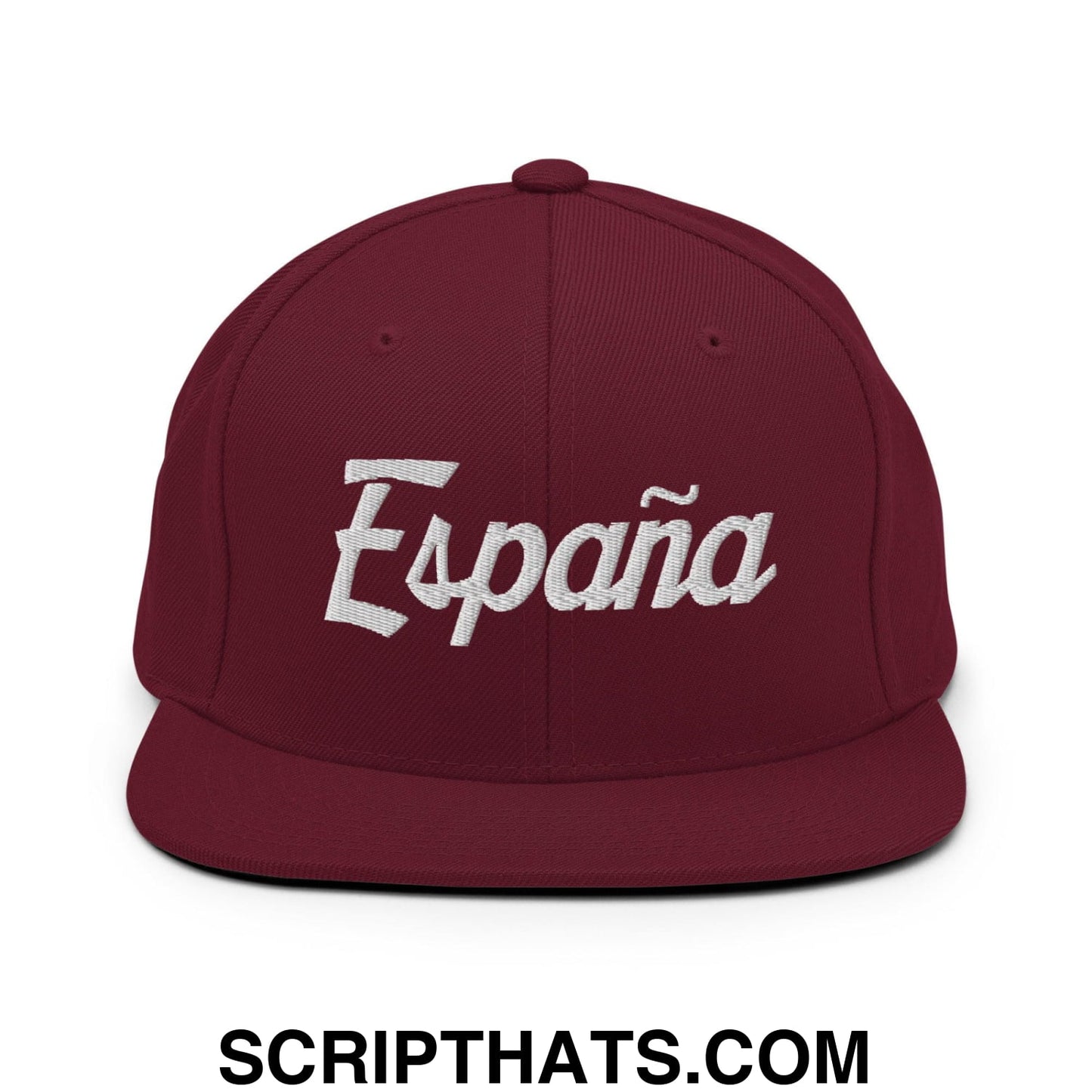 Espana Vintage Sports Script Snapback Hat Maroon