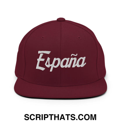 Espana Vintage Sports Script Snapback Hat Maroon
