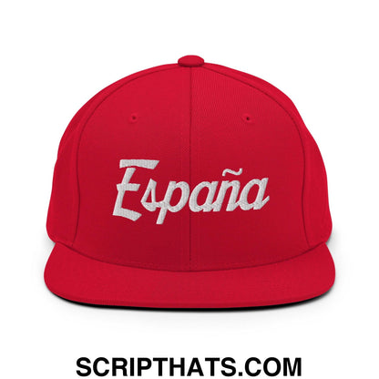 Espana Vintage Sports Script Snapback Hat Red