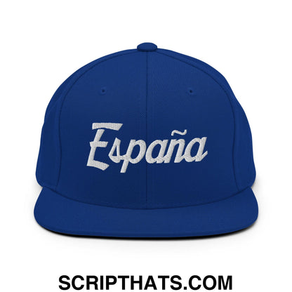 Espana Vintage Sports Script Snapback Hat Royal Blue