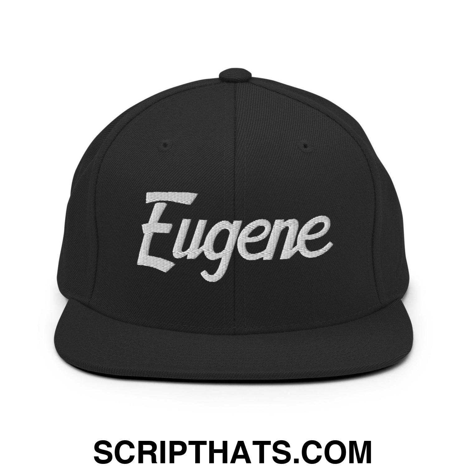 Eugene Script Snapback Hat Black