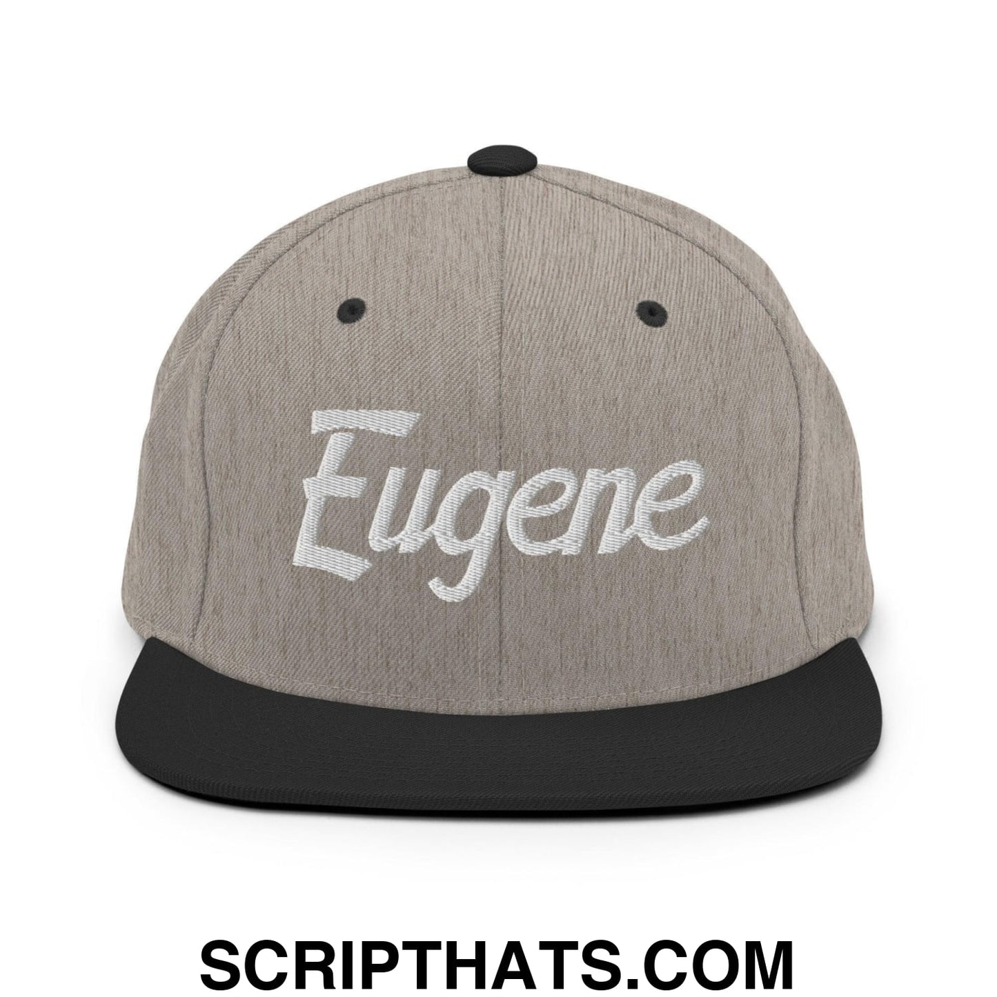 Eugene Script Snapback Hat Heather Black
