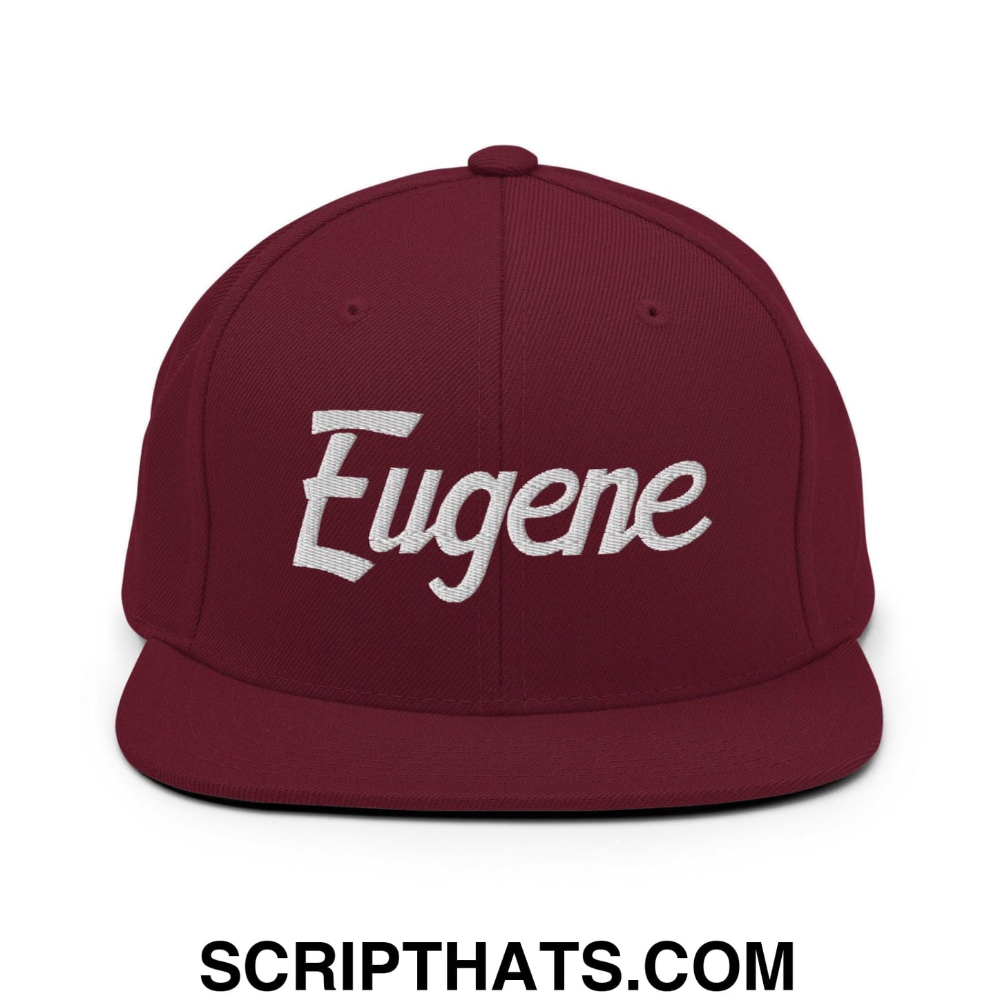 Eugene Script Snapback Hat Maroon