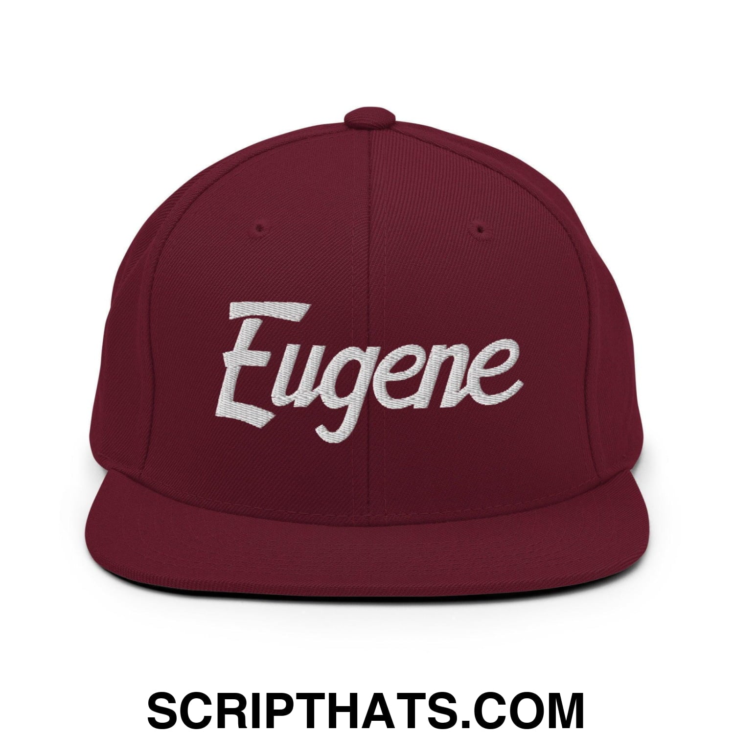 Eugene Script Snapback Hat Maroon