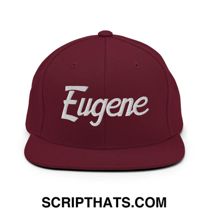 Eugene Script Snapback Hat Maroon