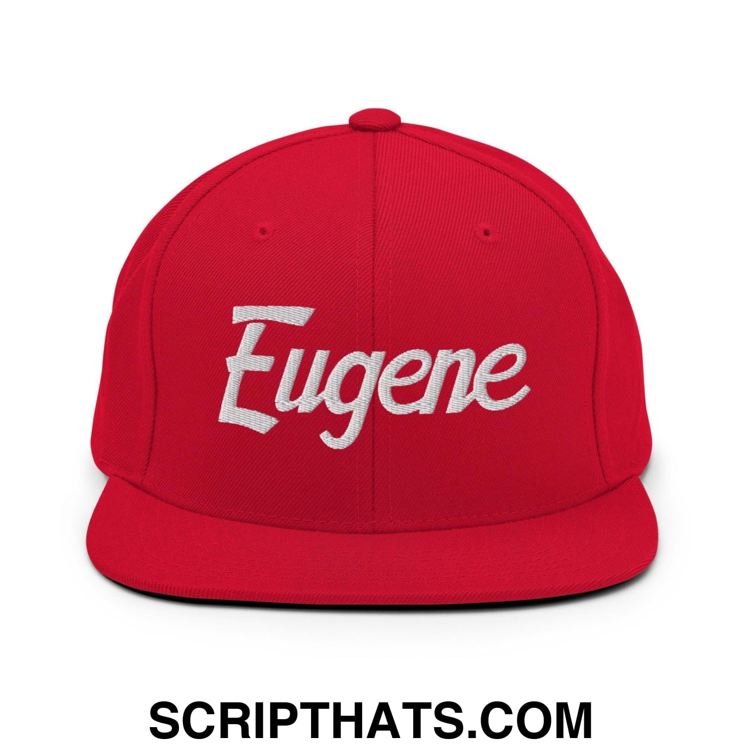 Eugene Script Snapback Hat Red