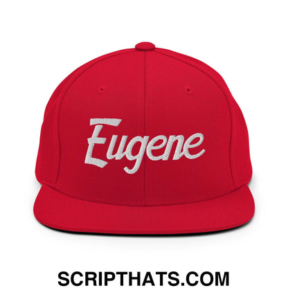 Eugene Script Snapback Hat Red