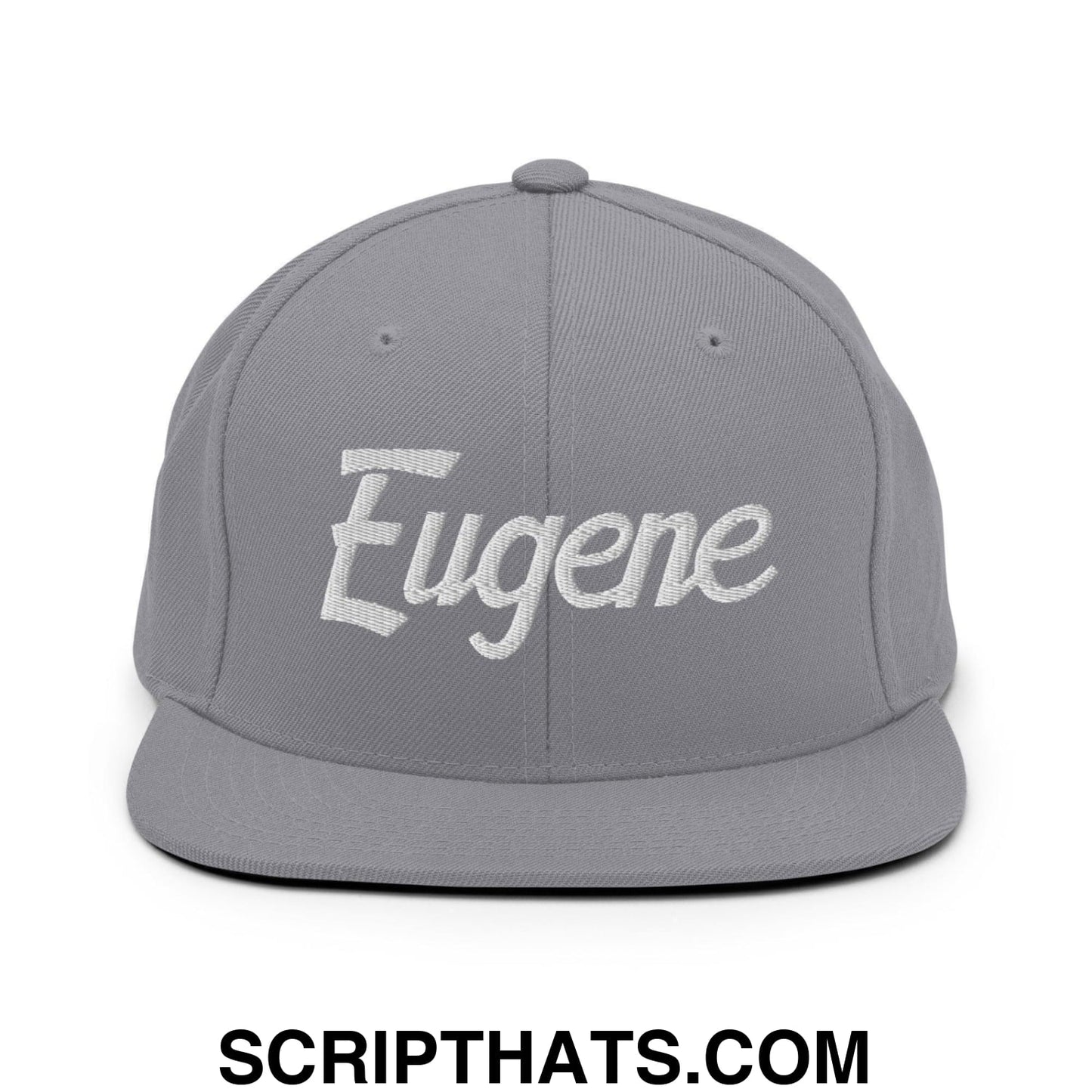 Eugene Script Snapback Hat Silver