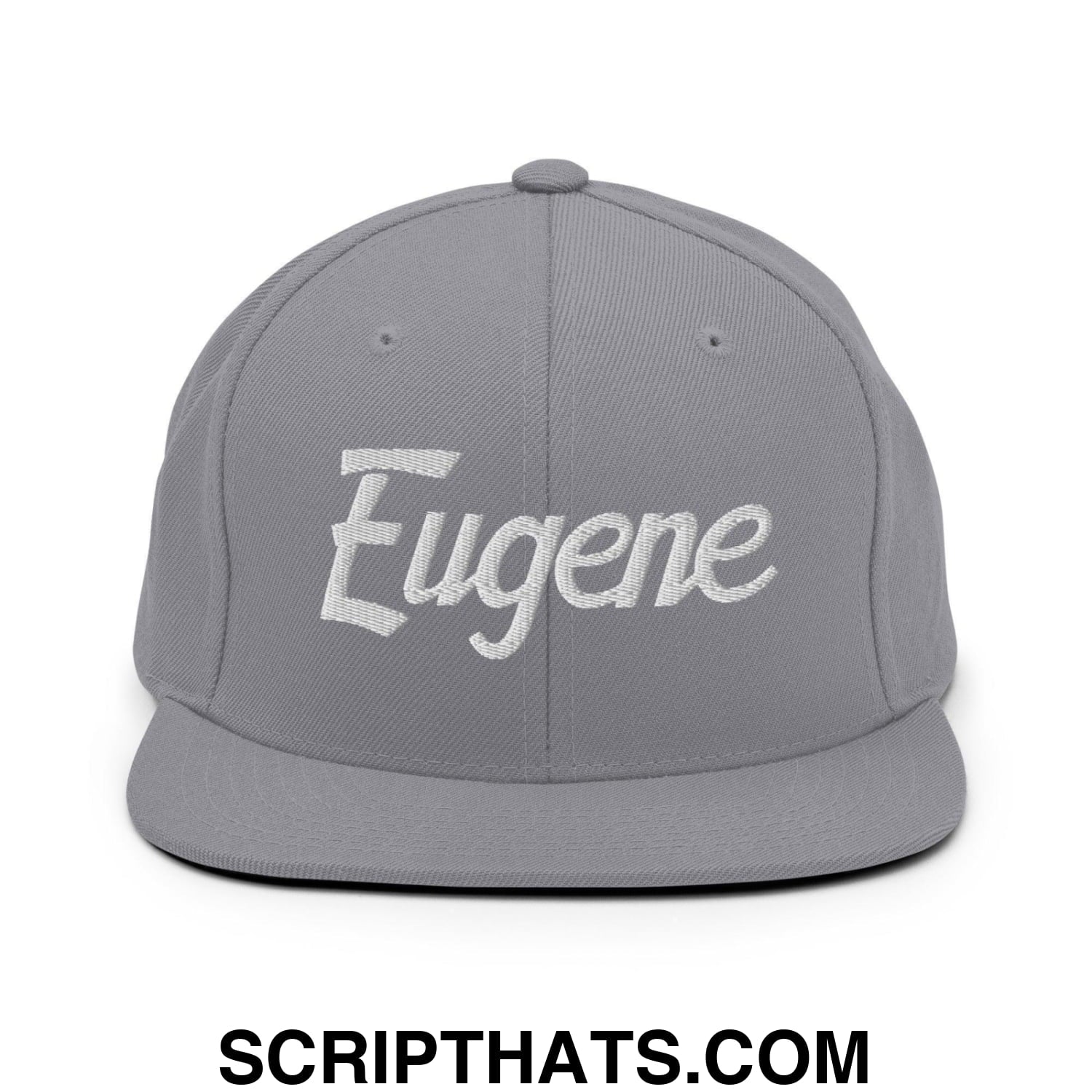 Eugene Script Snapback Hat Silver