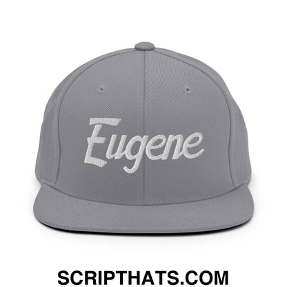 Eugene Script Snapback Hat Silver
