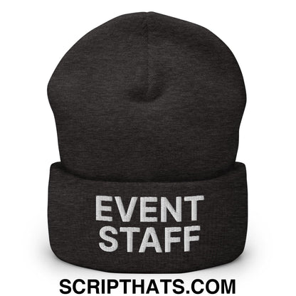 Event Staff Uniform Work Embroidered Knit Cuffed Beanie Dark Grey