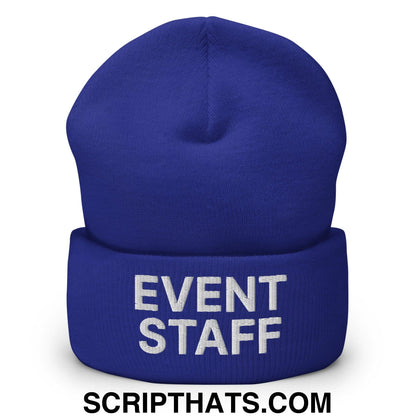 Event Staff Uniform Work Embroidered Knit Cuffed Beanie Royal
