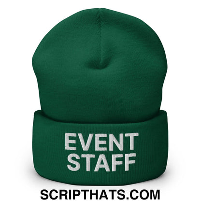Event Staff Uniform Work Embroidered Knit Cuffed Beanie Spruce
