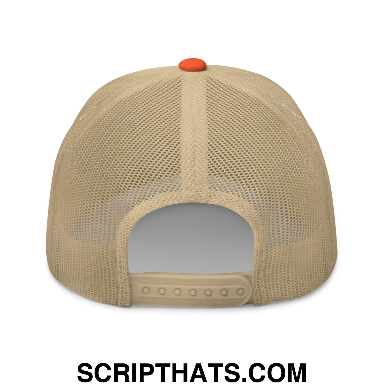 Event Staff Work Block Embroidered Mesh Trucker Hat Rustic Orange Khaki