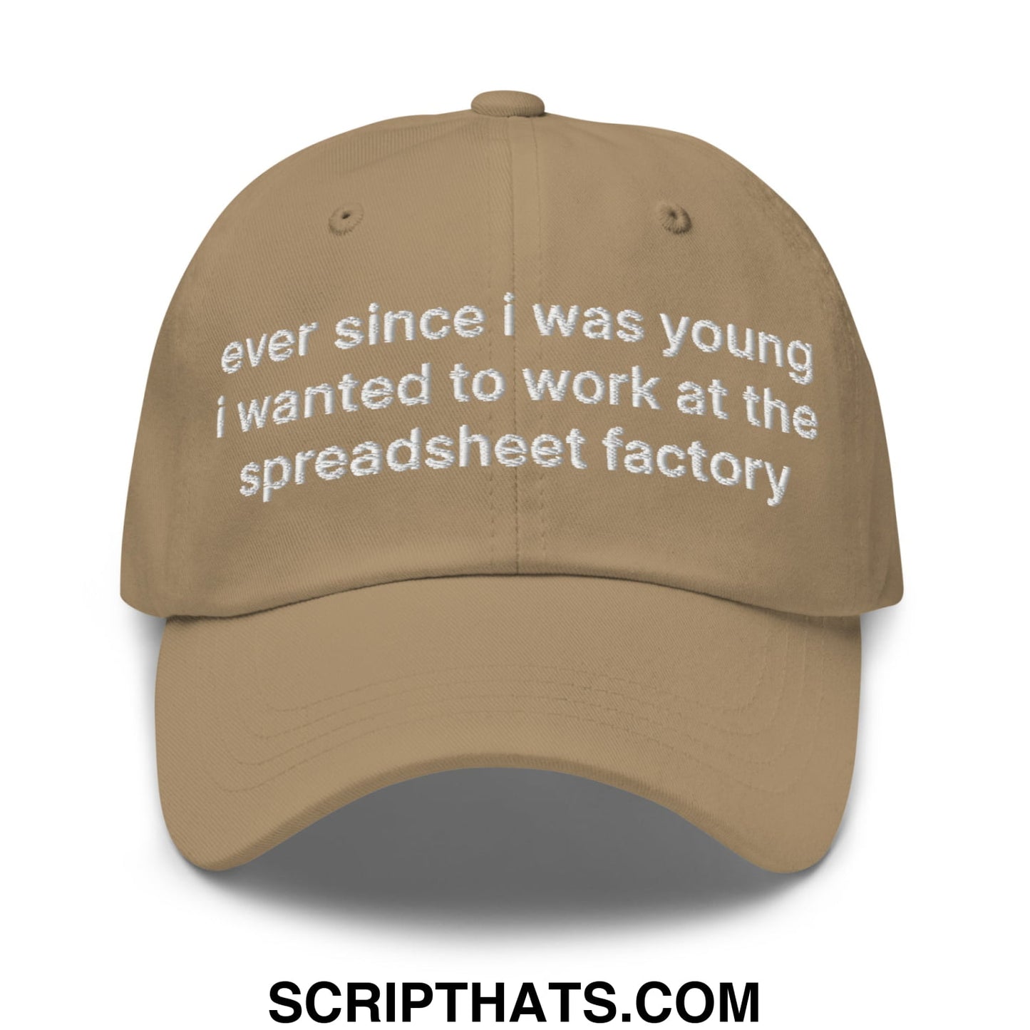 Ever Since I was Young I Wanted to Work at The Spreadsheet Factory Embroidered Unstructured Dad Hat Khaki