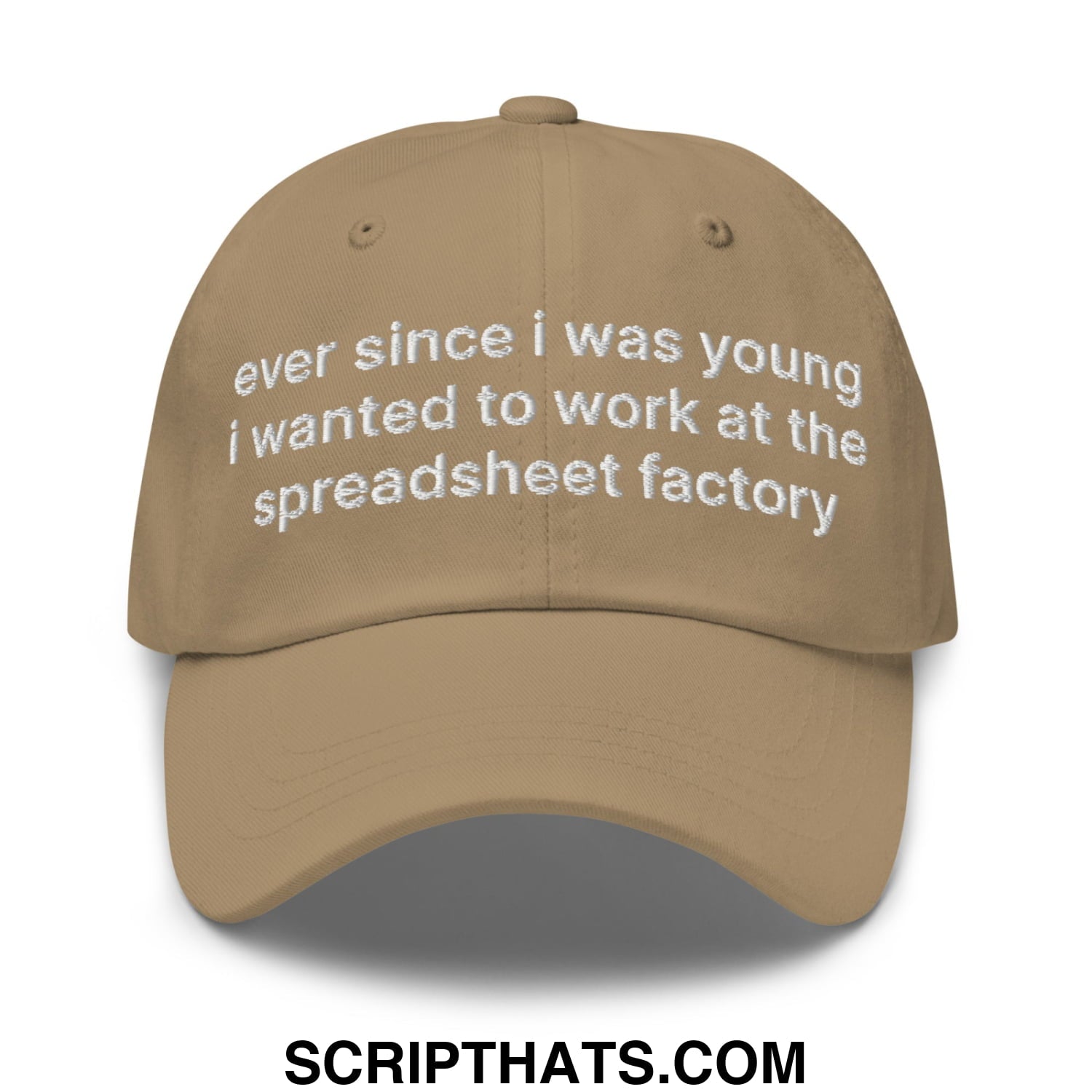Ever Since I was Young I Wanted to Work at The Spreadsheet Factory Embroidered Unstructured Dad Hat Khaki