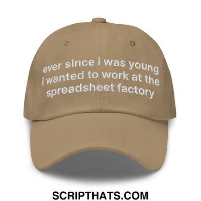 Ever Since I was Young I Wanted to Work at The Spreadsheet Factory Embroidered Unstructured Dad Hat Khaki