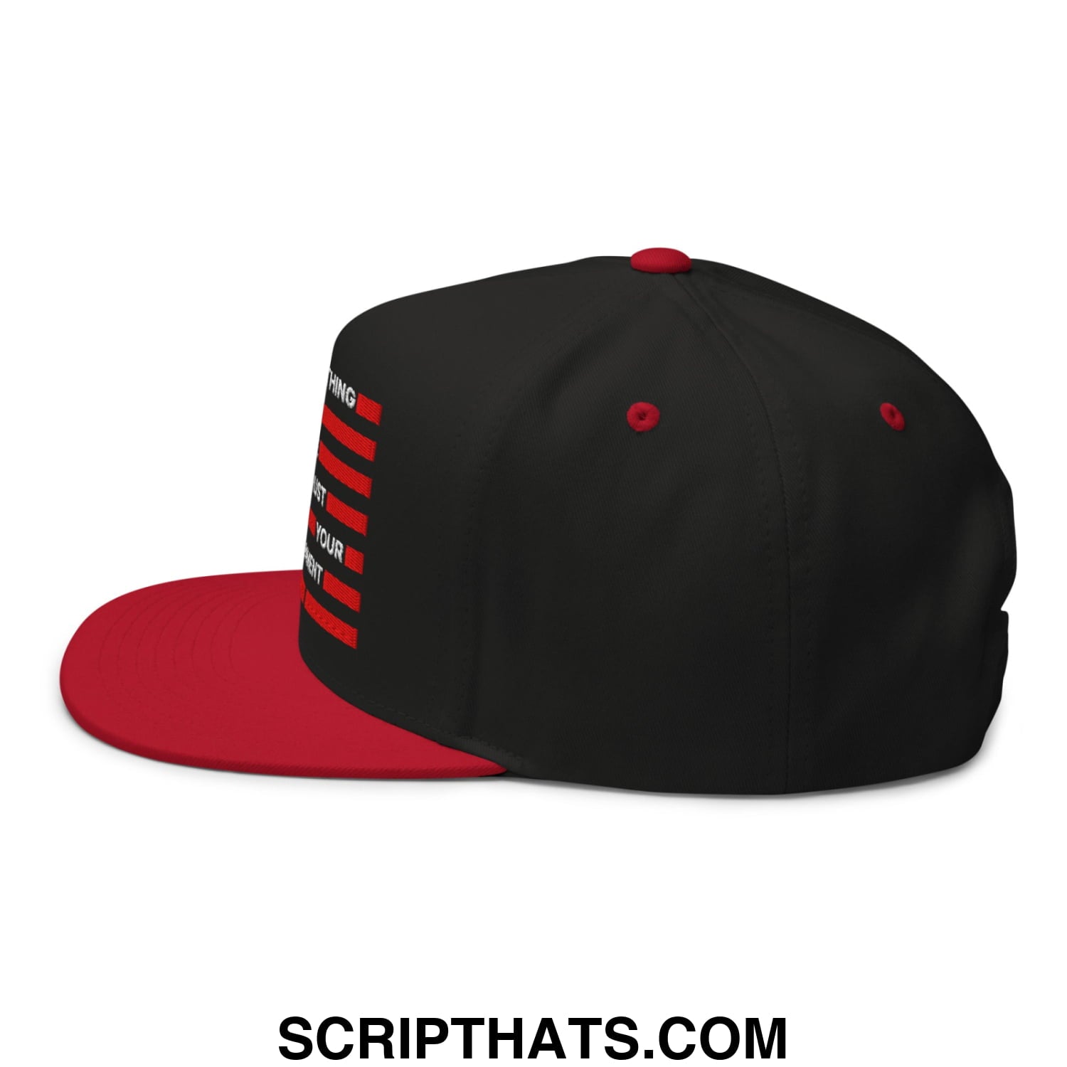 Everything Is Fine Trust Your Government Embroidered Flat Bill Brim 5 Panel Snapback Hat Black Red