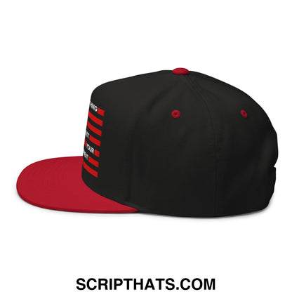 Everything Is Fine Trust Your Government Embroidered Flat Bill Brim 5 Panel Snapback Hat Black Red