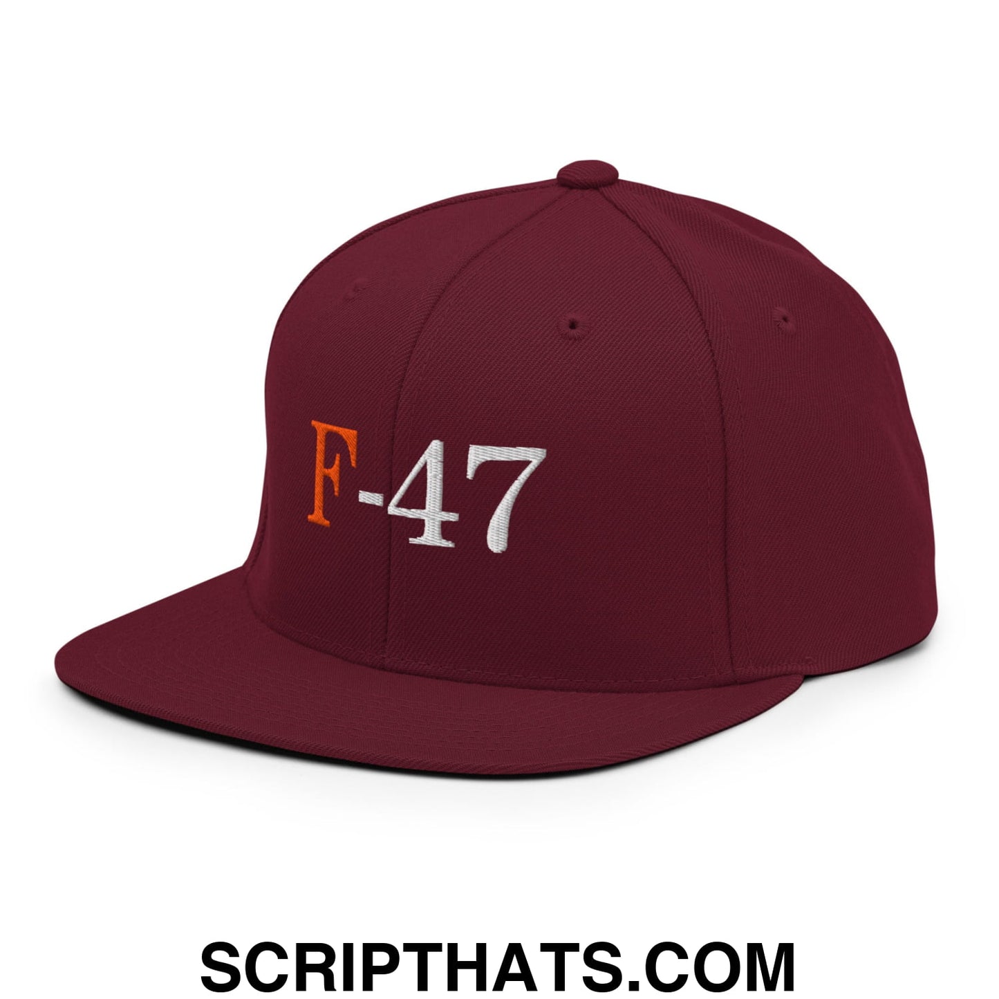 F-47 FDT Embroidered Flat Bill Brim Snapback Hat Maroon