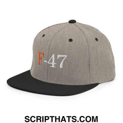 F-47 FDT Embroidered Flat Bill Brim Snapback Hat Heather Black