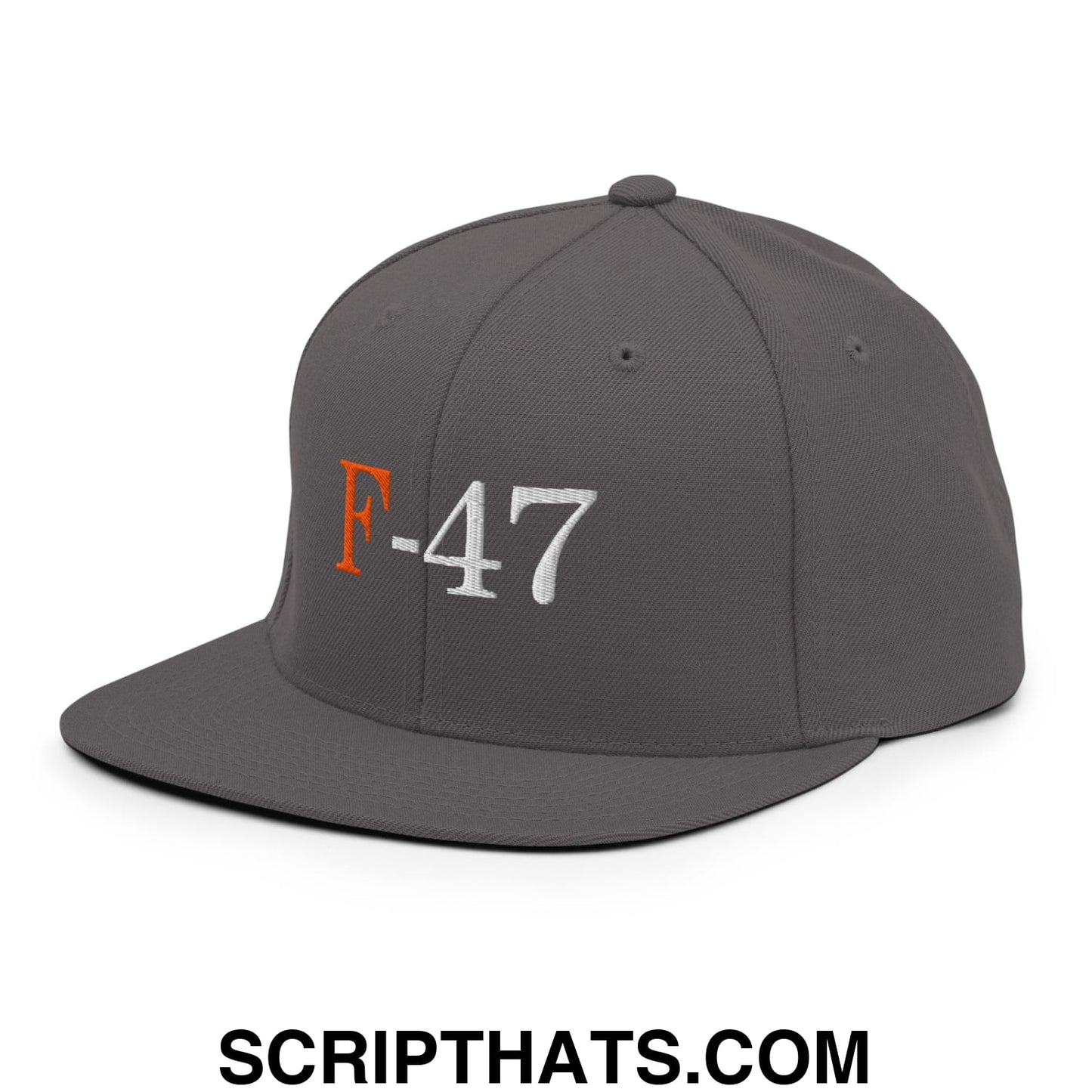 F-47 FDT Embroidered Flat Bill Brim Snapback Hat Dark Grey