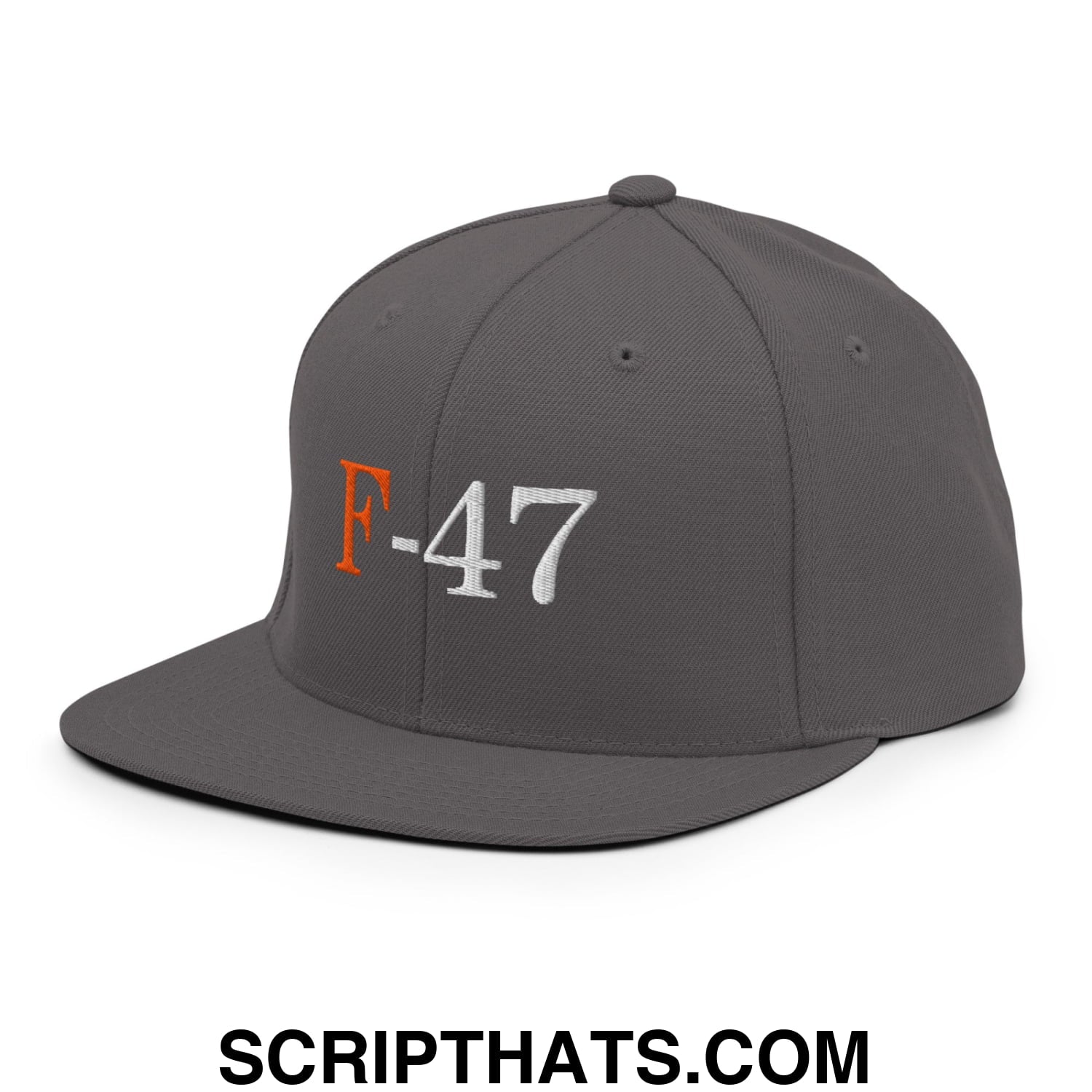 F-47 FDT Embroidered Flat Bill Brim Snapback Hat Dark Grey