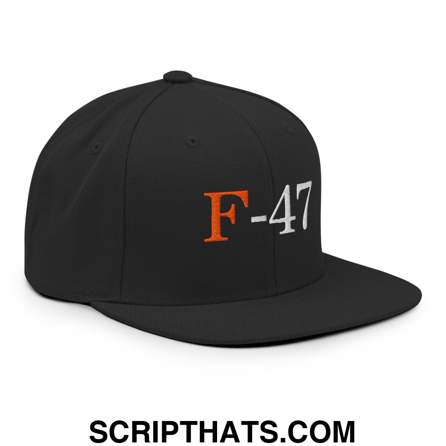 F-47 FDT Embroidered Flat Bill Brim Snapback Hat Black