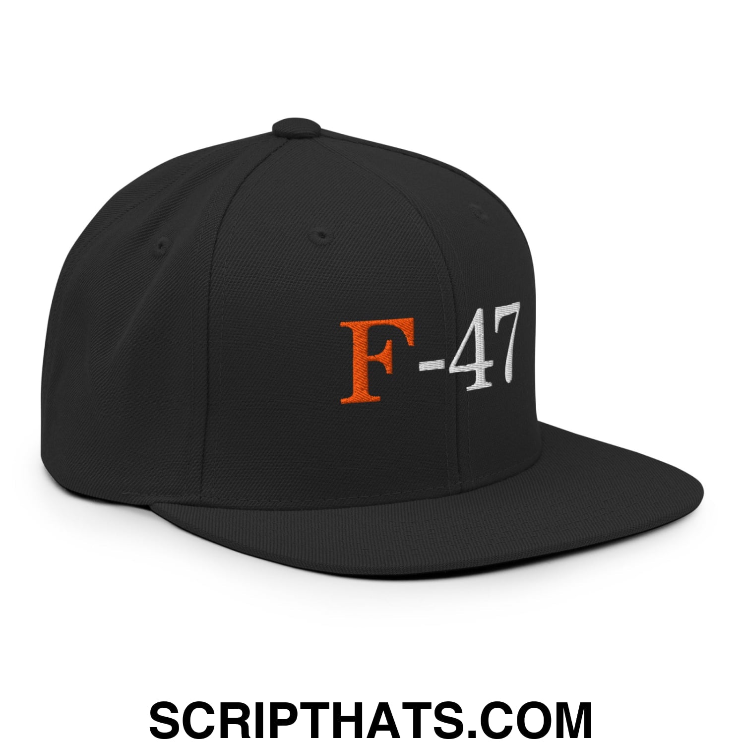 F-47 FDT Embroidered Flat Bill Brim Snapback Hat Black