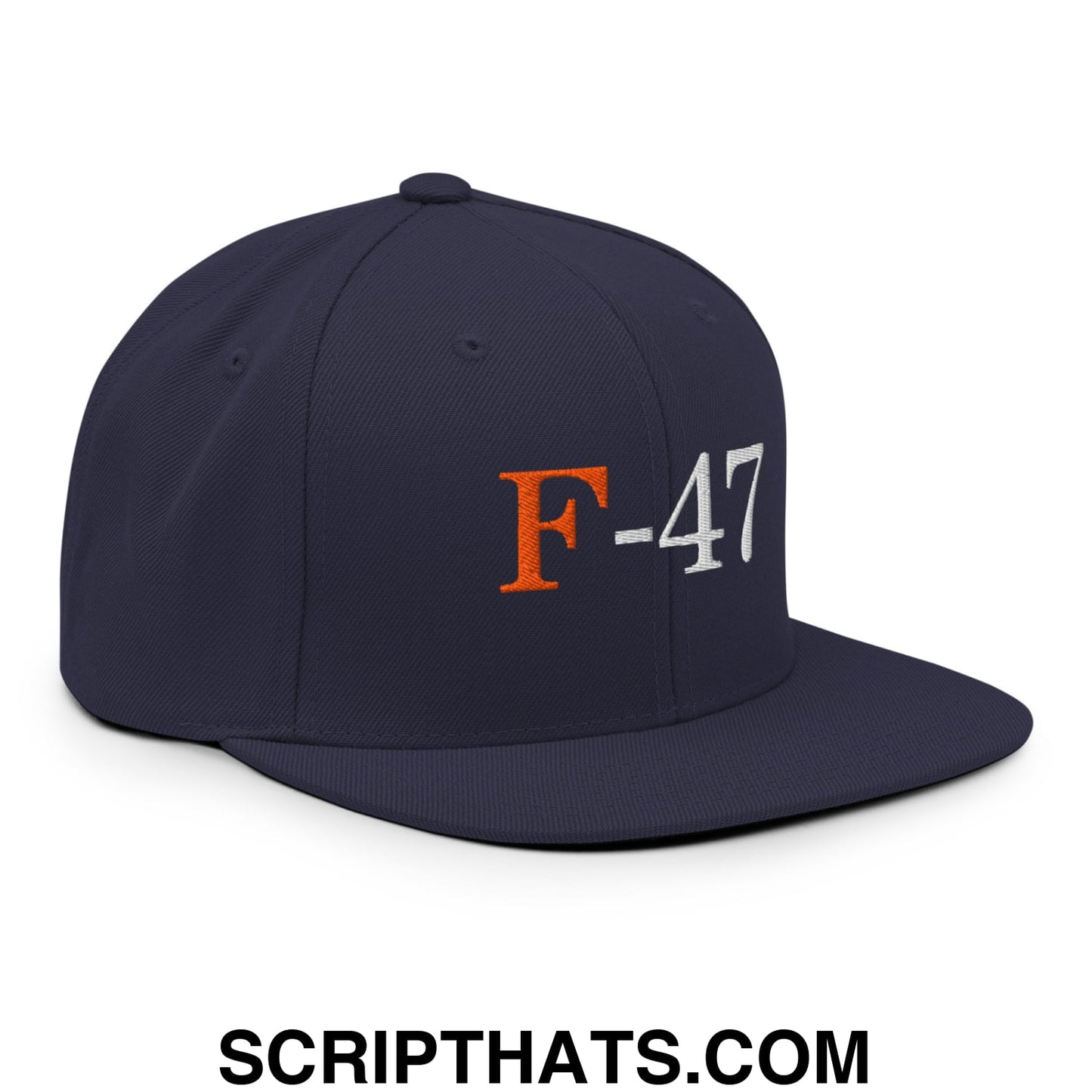 F-47 FDT Embroidered Flat Bill Brim Snapback Hat Navy