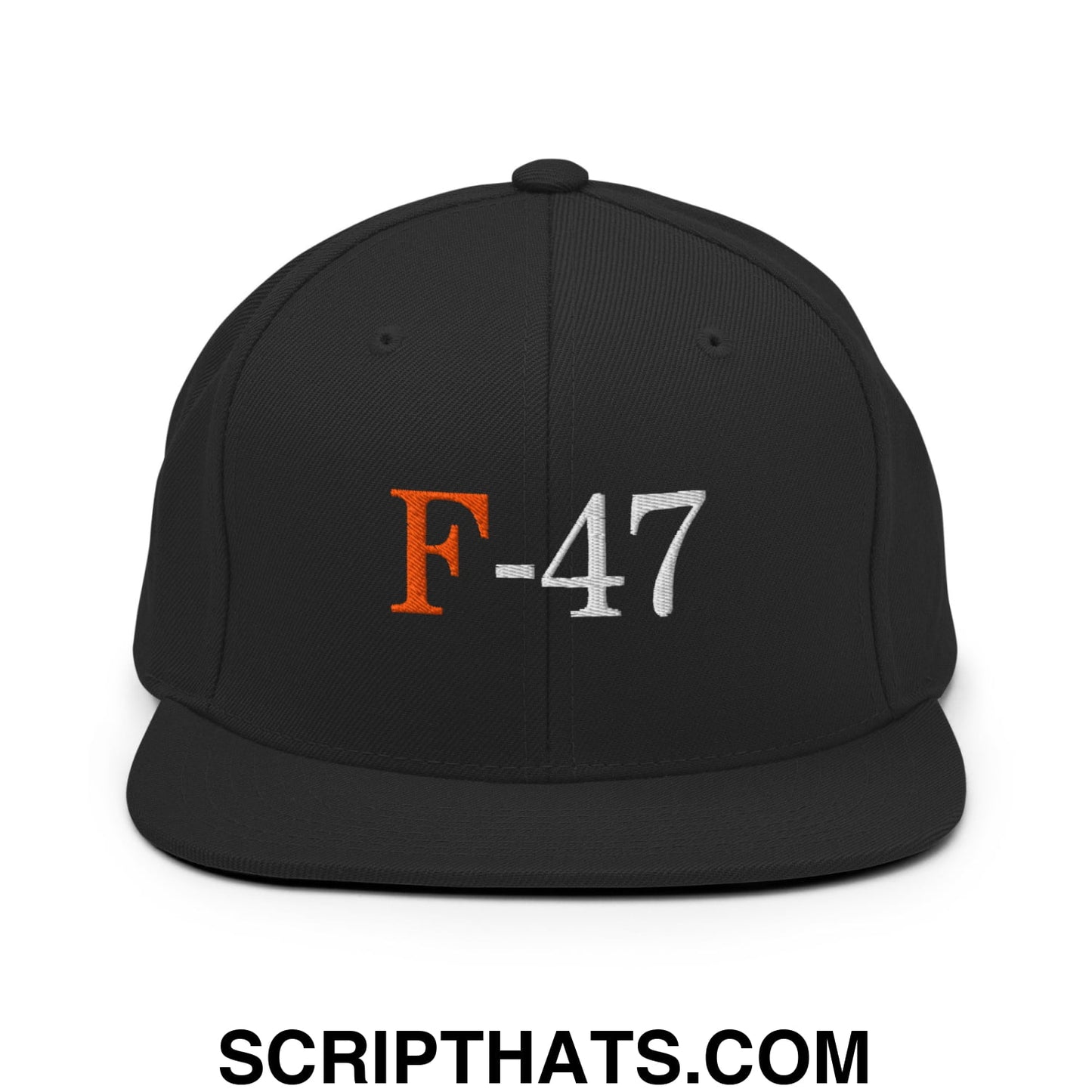 F-47 FDT Embroidered Flat Bill Brim Snapback Hat Black