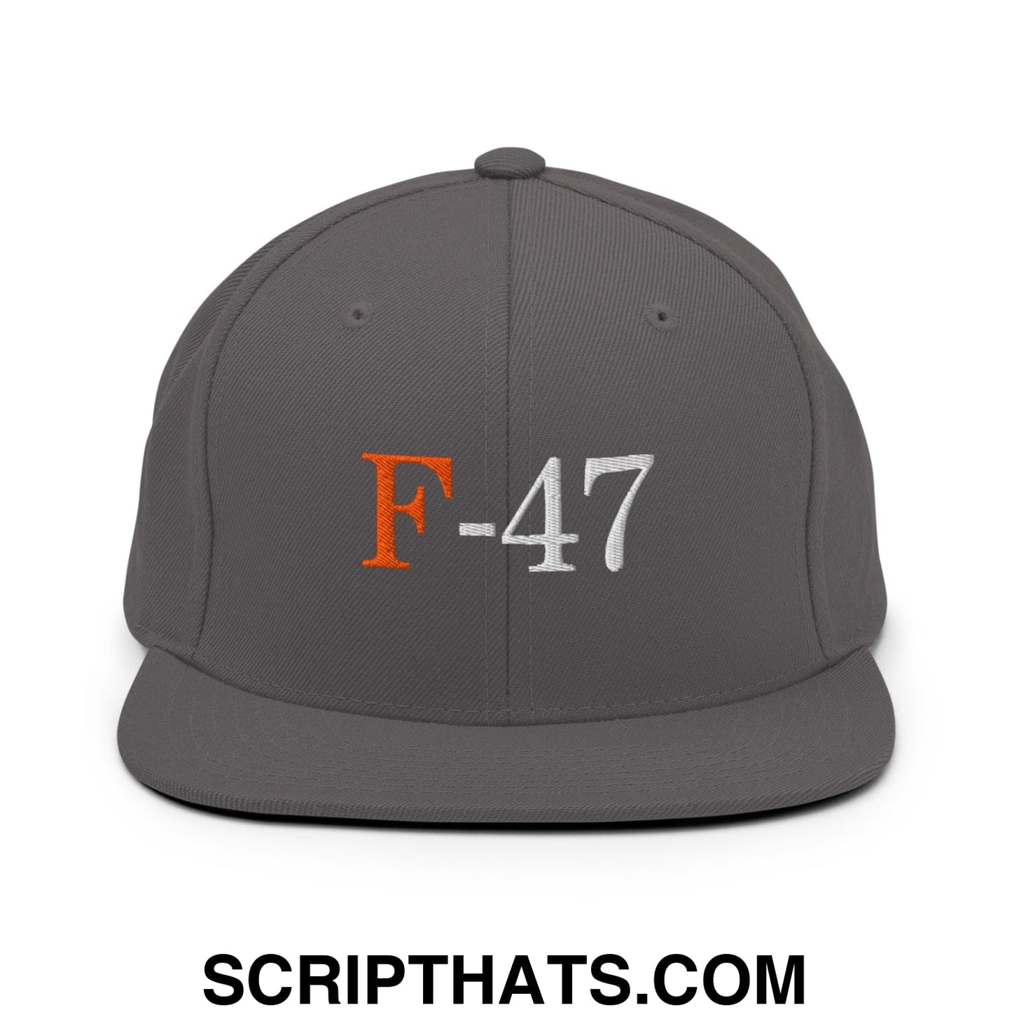 F-47 FDT Embroidered Flat Bill Brim Snapback Hat Dark Grey