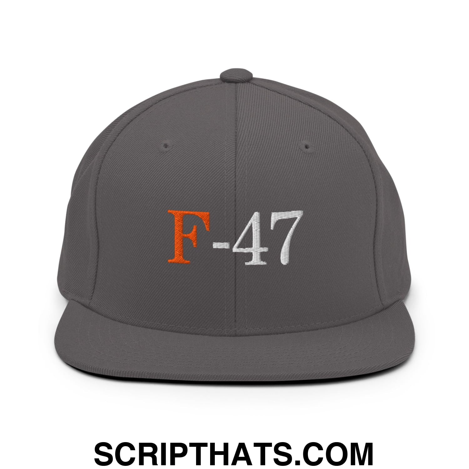 F-47 FDT Embroidered Flat Bill Brim Snapback Hat Dark Grey