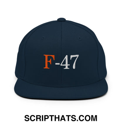 F-47 FDT Embroidered Flat Bill Brim Snapback Hat Dark Navy