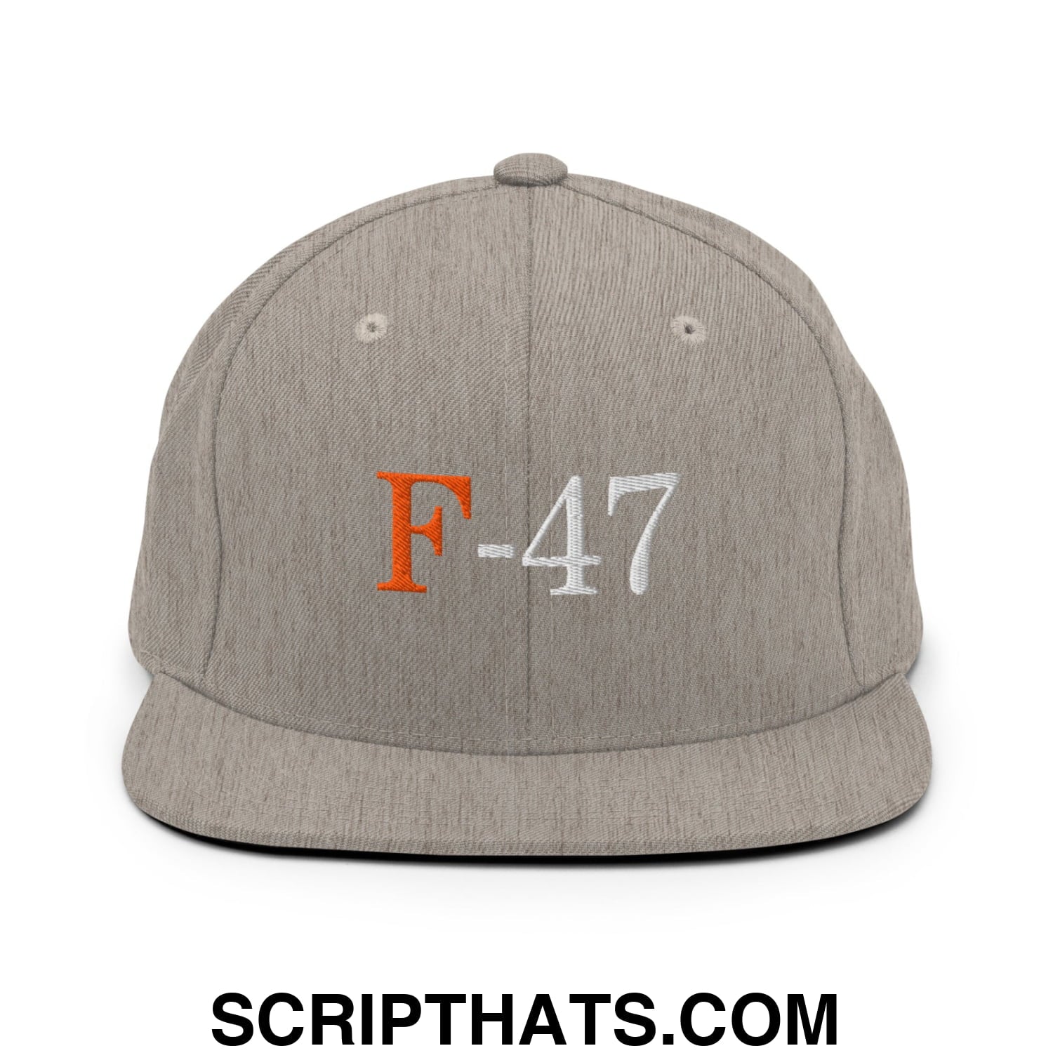 F-47 FDT Embroidered Flat Bill Brim Snapback Hat Heather Grey