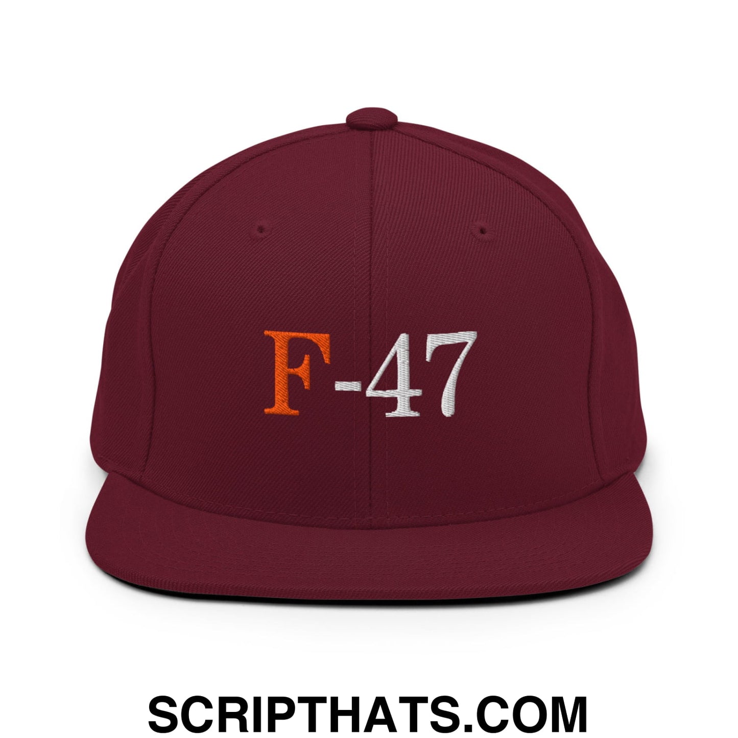 F-47 FDT Embroidered Flat Bill Brim Snapback Hat Maroon