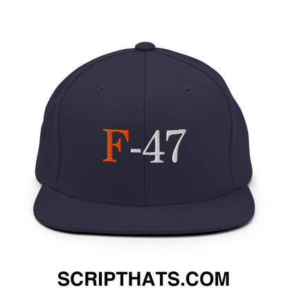 F-47 FDT Embroidered Flat Bill Brim Snapback Hat Navy
