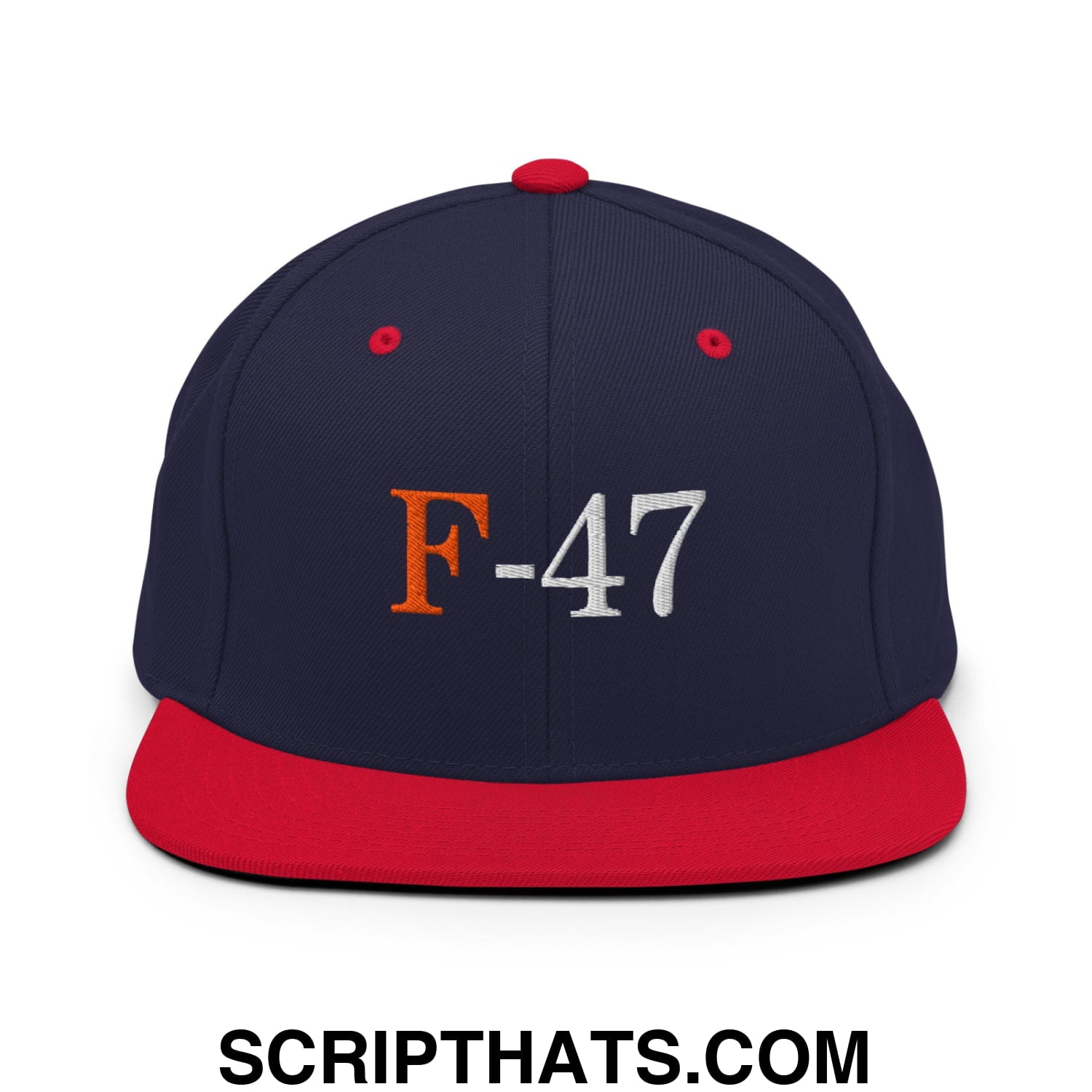 F-47 FDT Embroidered Flat Bill Brim Snapback Hat Navy Red