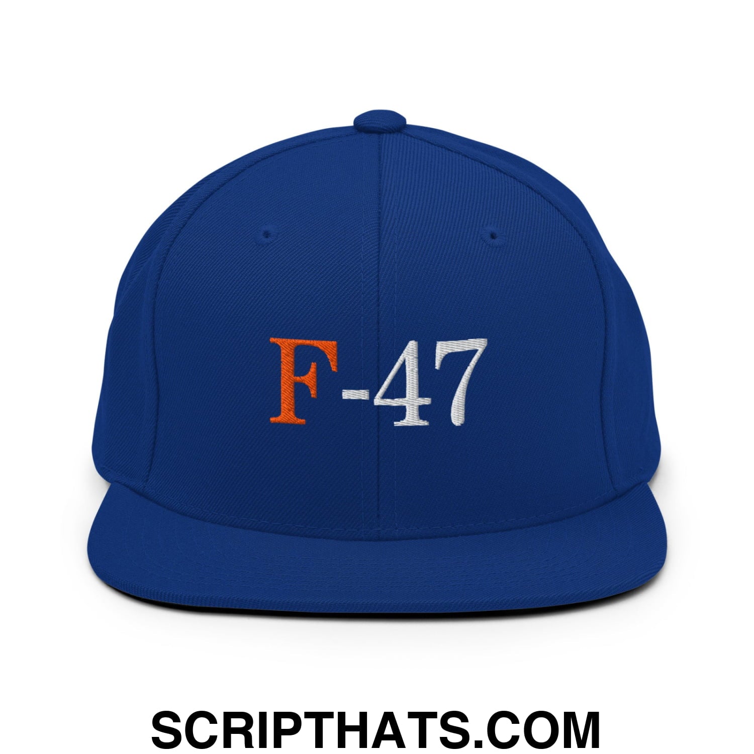 F-47 FDT Embroidered Flat Bill Brim Snapback Hat Royal Blue